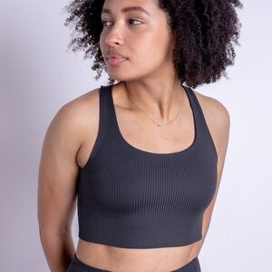 Ribbed Girlfriend Collective Paloma Sports Bra Small Black